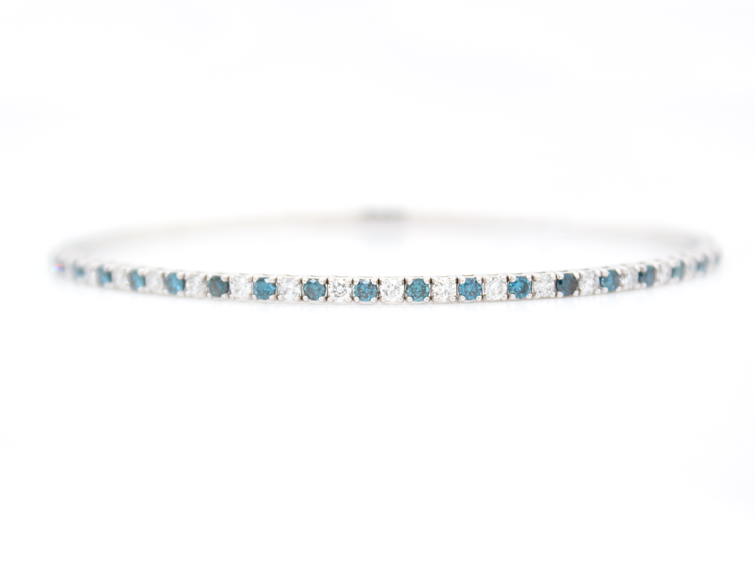 Blue Diamond Half Eternity Flexible Bangle
