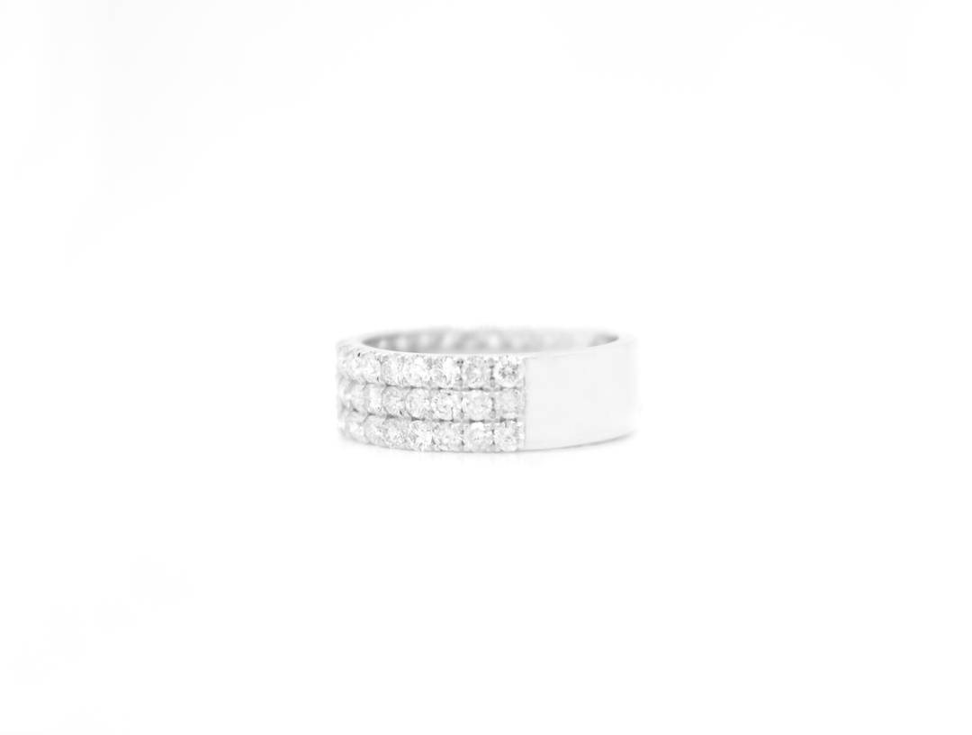 3 Row Pave Diamond Half Eternity Band