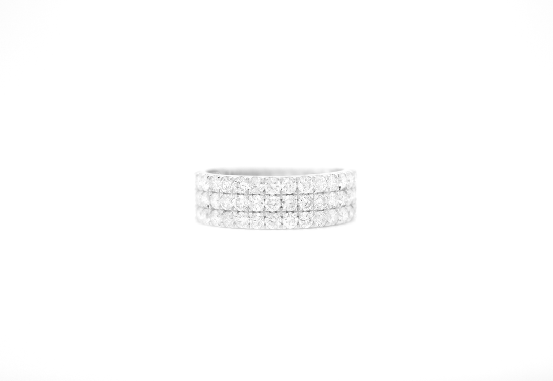 3 Row Pave Diamond Half Eternity Band
