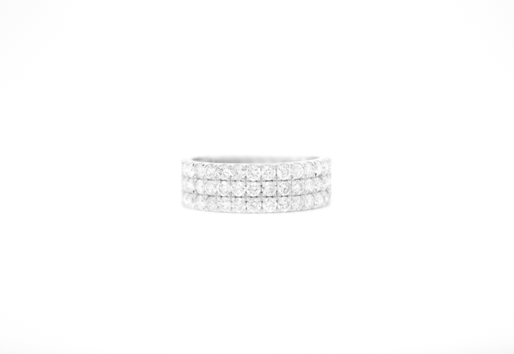 3 Row Pave Diamond Half Eternity Band