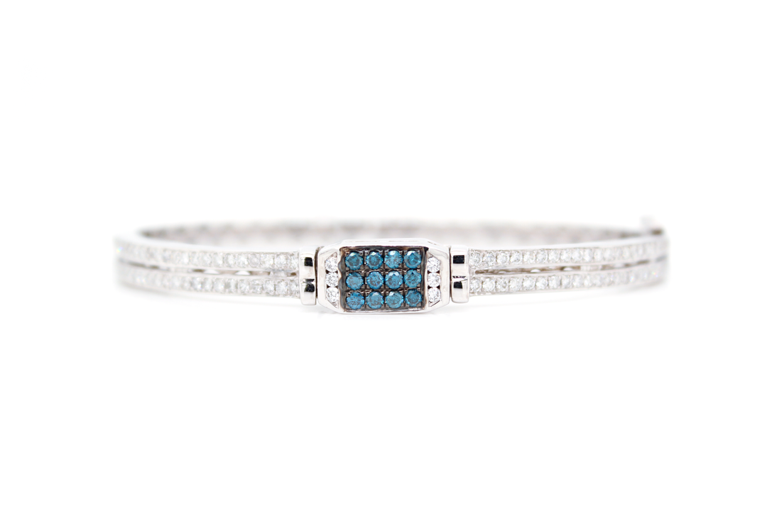Blue and White Diamond Flip Bangle