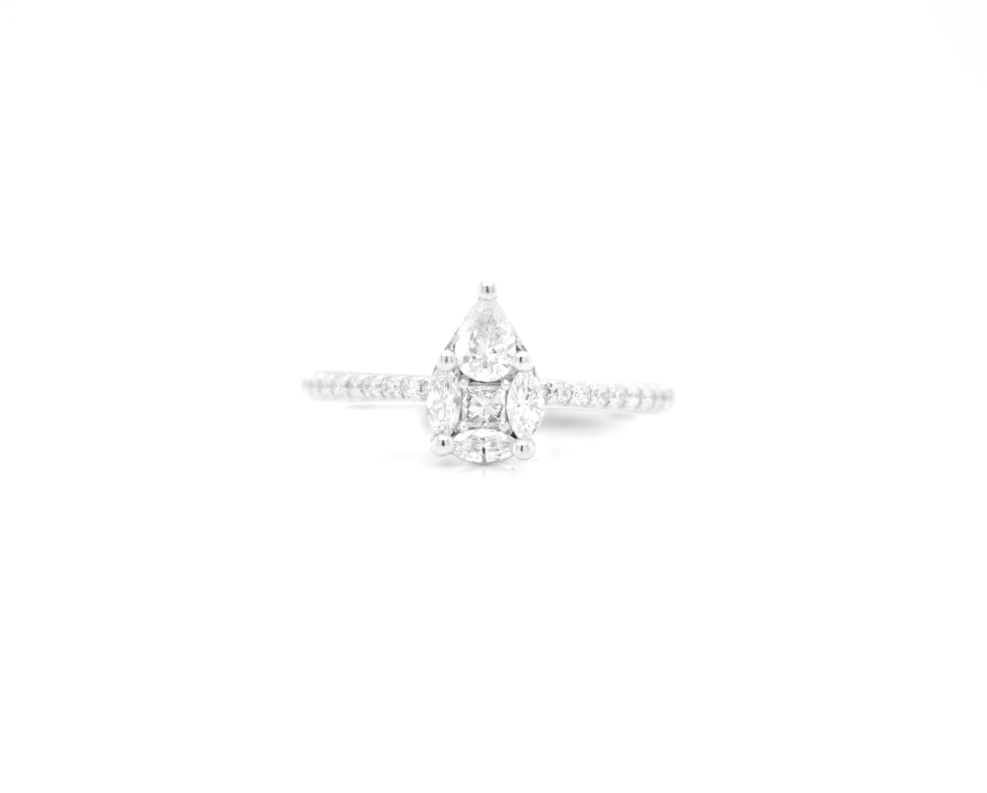 Pear-Shaped Cluster Diamond Engagement Ring