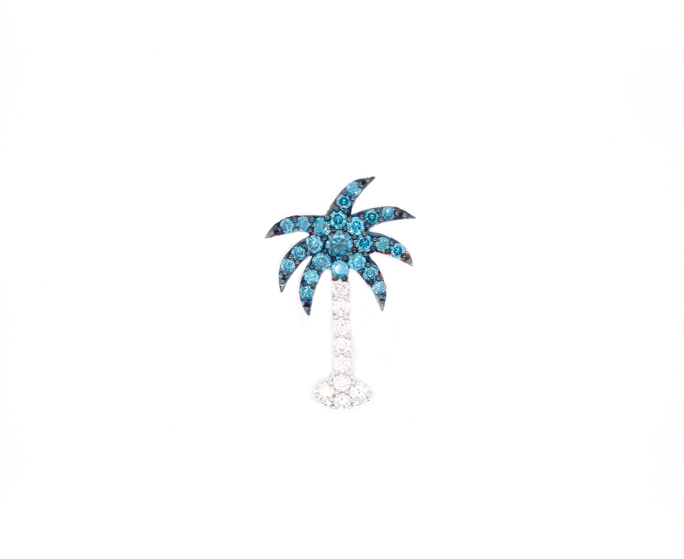Natural Blue Diamond Palm Tree Pendant