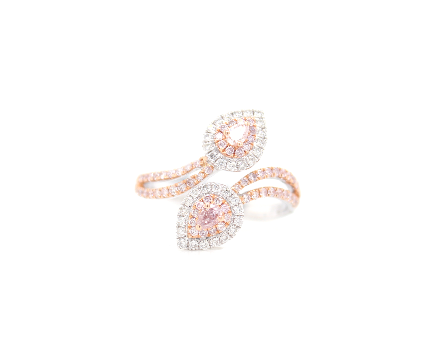 Natural Pink Diamond Leaf Bypass Ring
