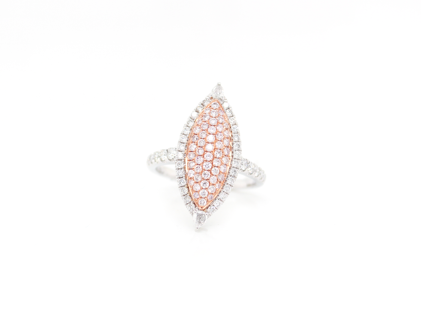 Natural Pink Marquise Diamond Cluster Illusion Halo Ring