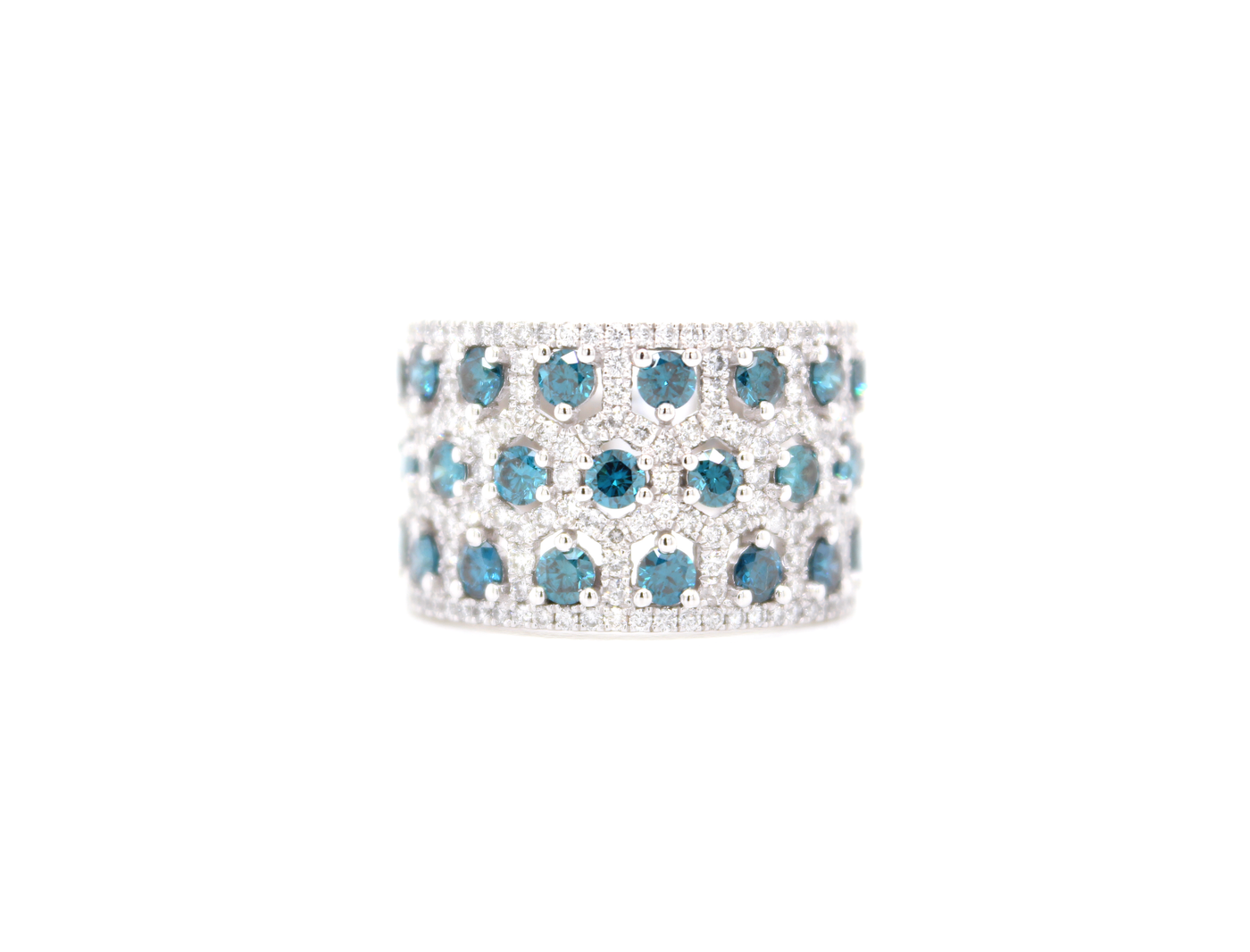Multi-Row Natural Blue Diamond Ring – House Of Rajah Jewelers