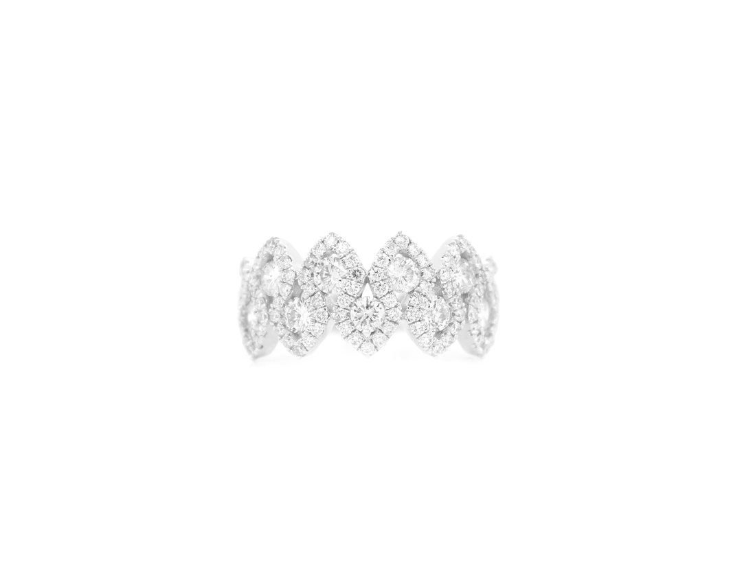 Double Row Interlocking Diamond Split Shank Ring