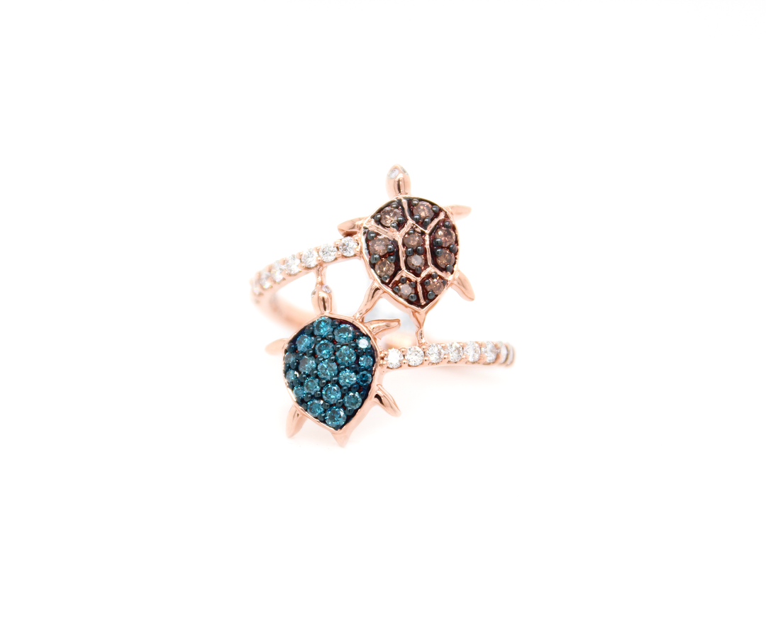 Blue and Brown Diamond Sea Turtle Ring
