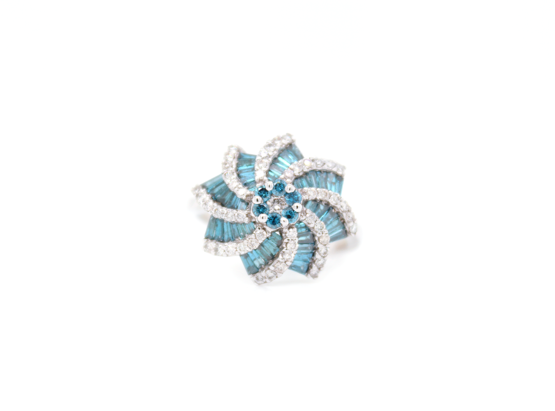 Blue Diamond Starburst Ring