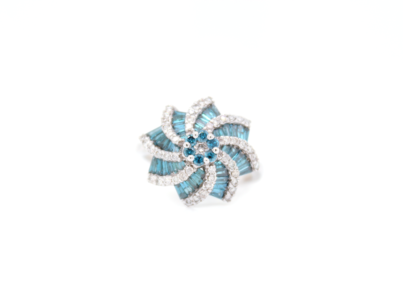 Natural Blue Diamond Starburst Ring